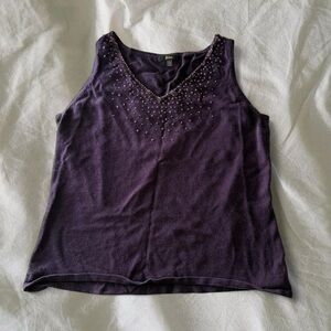 Reba Deep Purple Embellished Tank Top